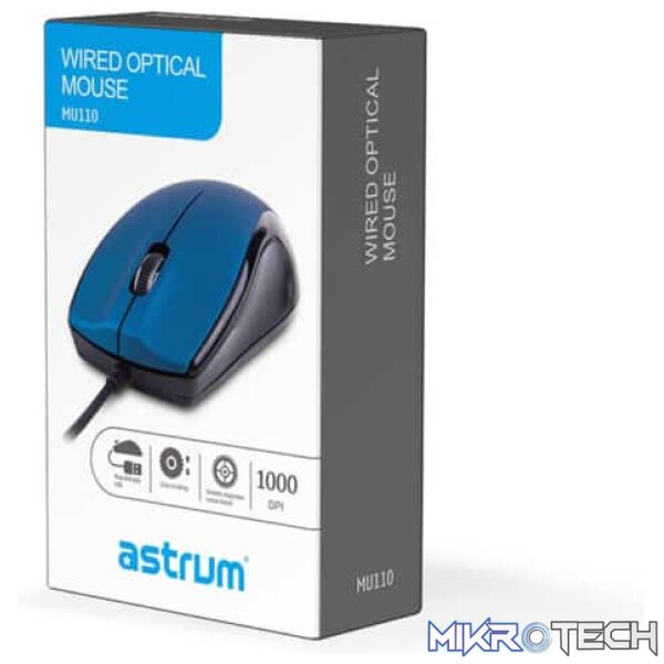 3B USB Wired Large Optical Mouse - MU110 Blue - Image 3